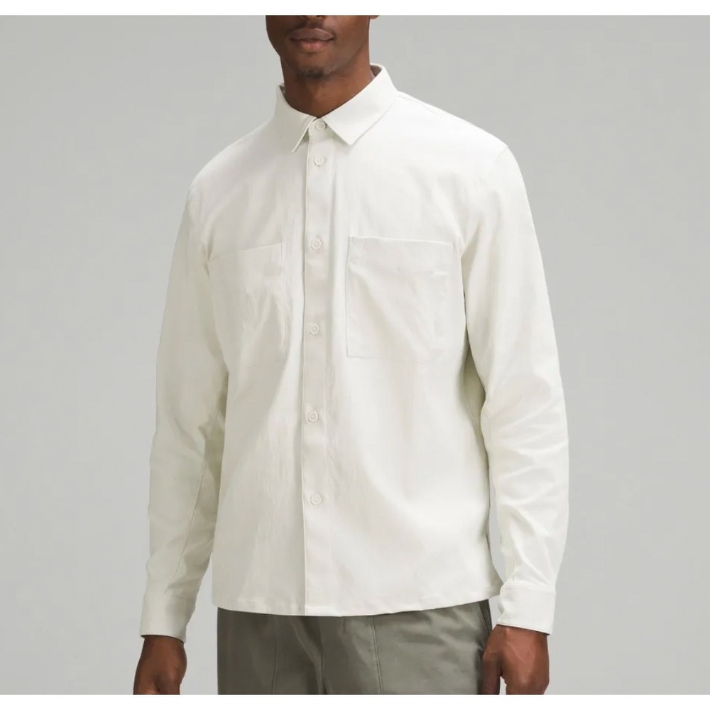 Lululemon Relaxed Fit‎ Button Up Shirt Off White Cream Size XL